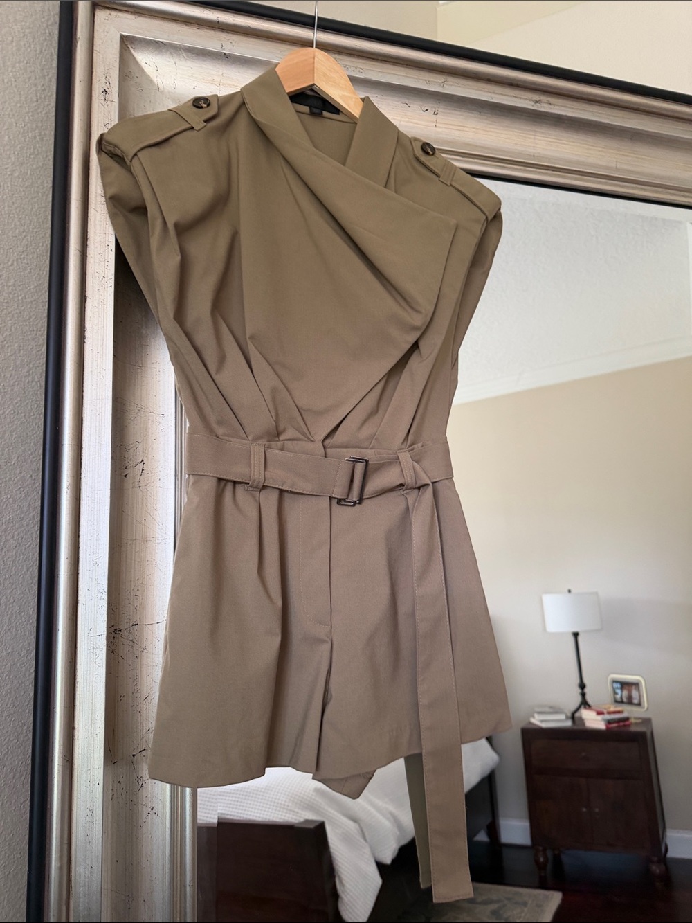 NWOT Zara Olive Utility Belted Romper